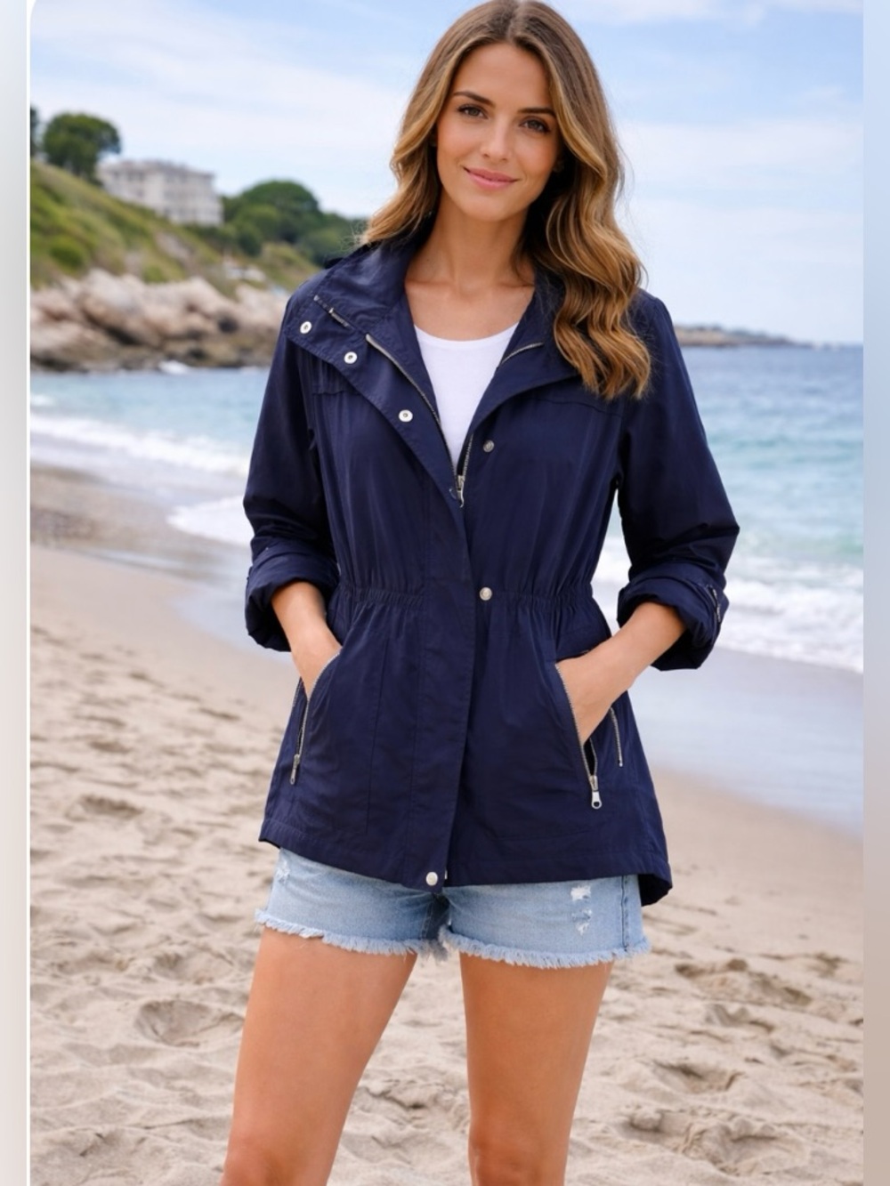Classic Preppy Summer Coastal Nautical Lightweight Jacket